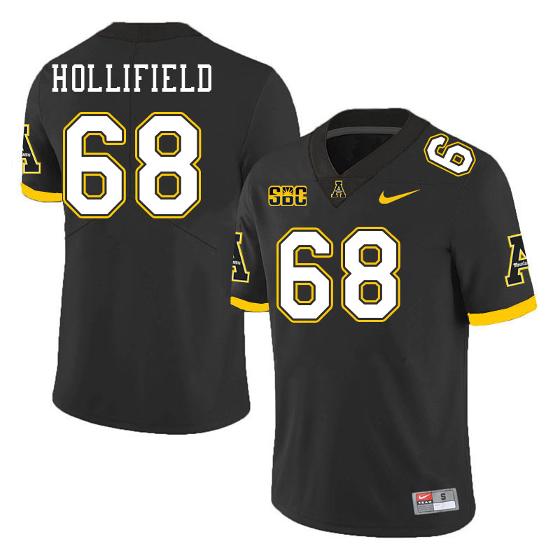 Men #68 Jack Hollifield Appalachian State Mountaineers College Football Jerseys Stitched-Black